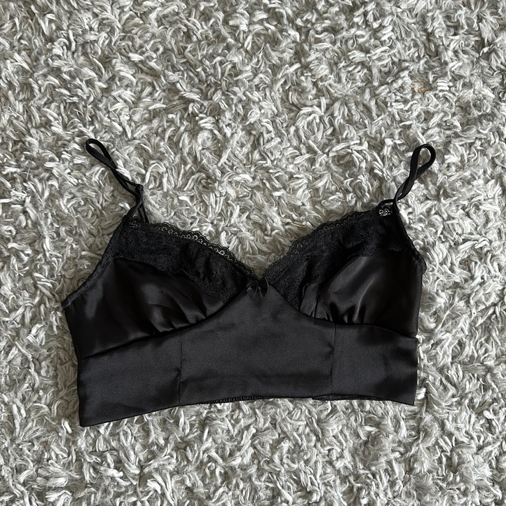Satin lace adjustable crop top/ bralette